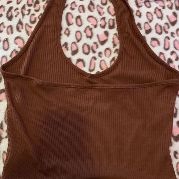 Brown cropped halter top - Picture 1 of 2